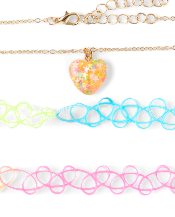 Girls Charm Choker Necklace 7-Pack