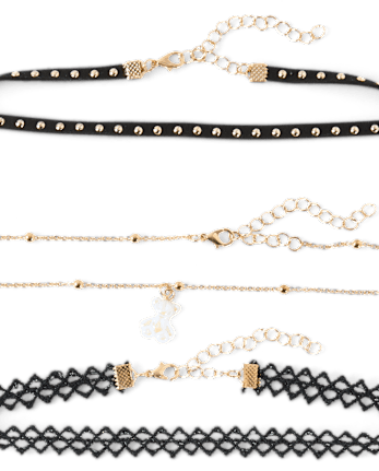 Girls Heart Choker Necklace 7-Pack - MULTI CLR