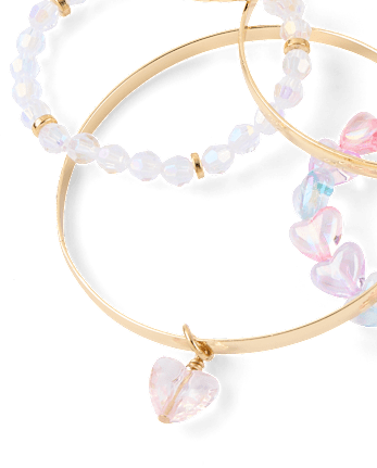 Girls Heart Bangle Bracelet 7-Pack