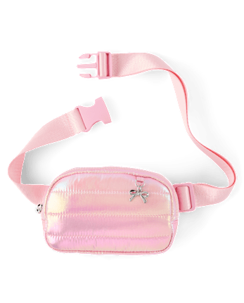 Girls Iridescent Bow Quilted Belt Bag