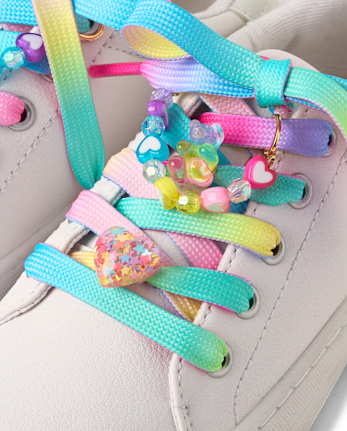 Ensemble de 6 lacets et breloques arc-en-ciel pour filles - MULTI CLR