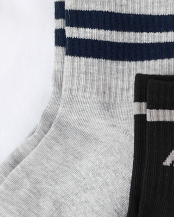 Boys Striped Cushioned Midi Socks 6-Pack