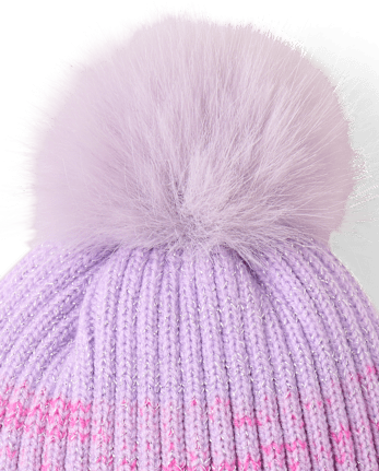Toddler Girls Embellished Icon Pom Pom Beanie