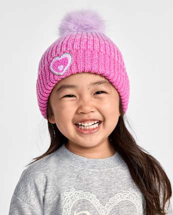 Toddler Girls Embellished Icon Pom Pom Beanie