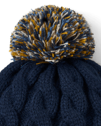 Toddler Boys Embroidered Construction Vehicle Pom Pom Beanie