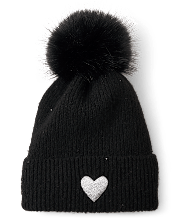 Girls Embroidered Sequin Beanie
