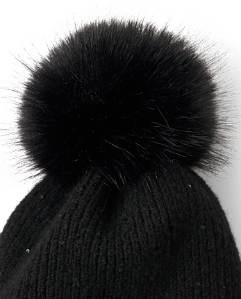 Girls Embroidered Sequin Beanie