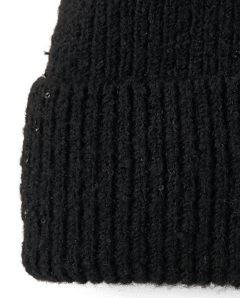 Bonnet à sequins brodé pour fille - BLACK