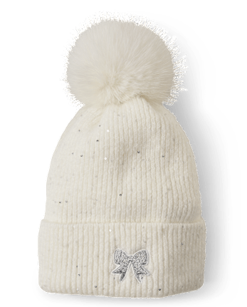 Girls Embroidered Sequin Beanie