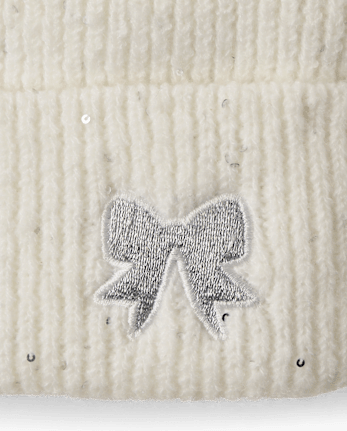 Girls Embroidered Sequin Beanie