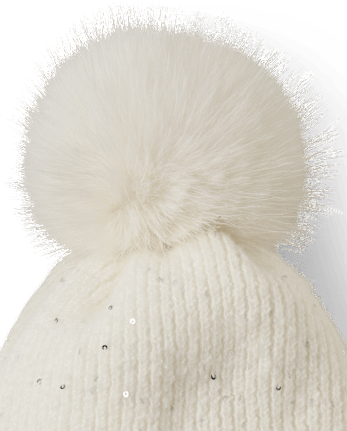 Girls Embroidered Sequin Beanie