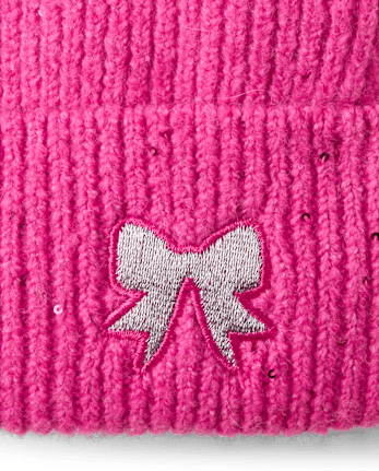 Girls Embroidered Sequin Beanie