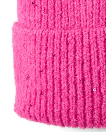 Girls Embroidered Sequin Beanie