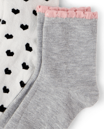 Girls Heart Scalloped Midi Socks 6-Pack