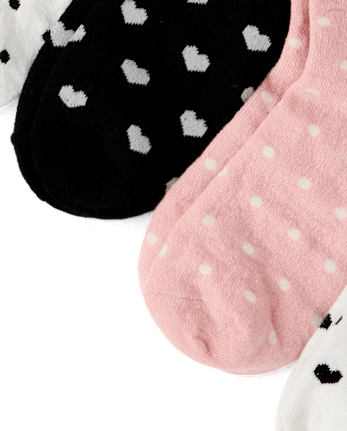 Girls Heart Scalloped Midi Socks 6-Pack