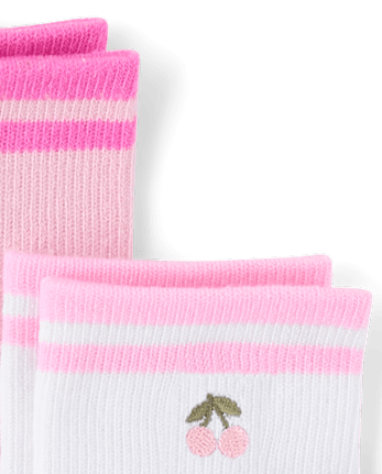 Girls Embroidered Cherry Midi Socks 6-Pack