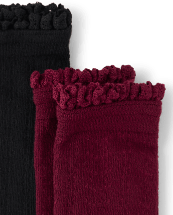 Girls Pointelle Boot Socks 2-Pack
