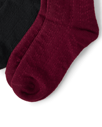 Girls Pointelle Boot Socks 2-Pack
