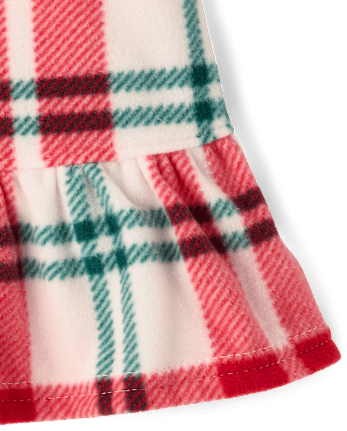 Baby And Toddler Girls Matching Family Plaid Dream Fleece Ruffle Nightgown