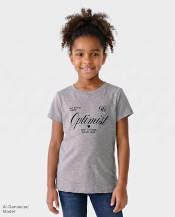 Girls Optimist Marled Graphic Tee - S/D GRAY OWL