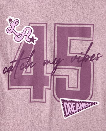 Girls School Catch My Vibes Varsity Graphic Tee