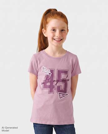 Girls School Catch My Vibes Varsity Graphic Tee - ANTIQUE IRIS CL