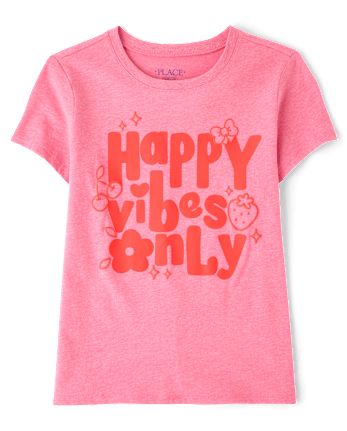 Girls Happy Vibes Only Graphic Tee