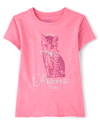 Girls Cat Princess Graphic Tee