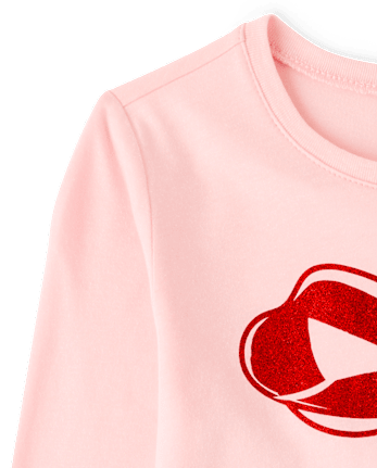 Girls Christmas Bow Graphic Tee - PINK SEA SALT