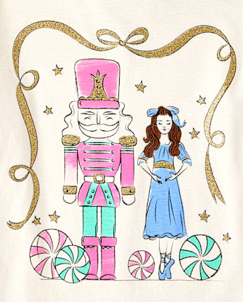 Girls Christmas Nutcracker Graphic Tee - FAIR IVORY