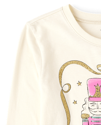 Girls Christmas Nutcracker Graphic Tee - FAIR IVORY