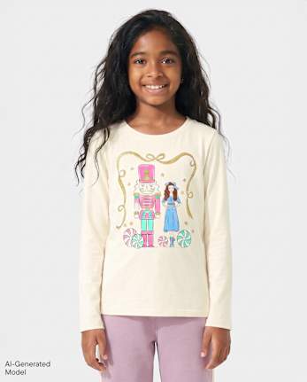 Girls Christmas Nutcracker Graphic Tee - FAIR IVORY