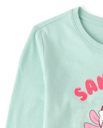 Girls Christmas Axolotl Graphic Tee - MINT CREAM