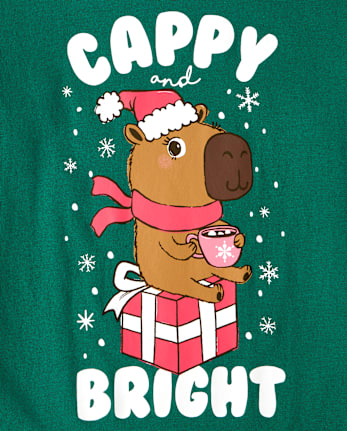 Girls Christmas Capybara Graphic Tee - GARDEN STROLL
