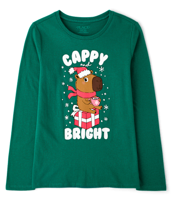 Girls Christmas Capybara Graphic Tee - GARDEN STROLL