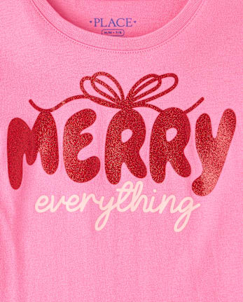 Girls Christmas Merry Everything Graphic Tee - TEABERRY