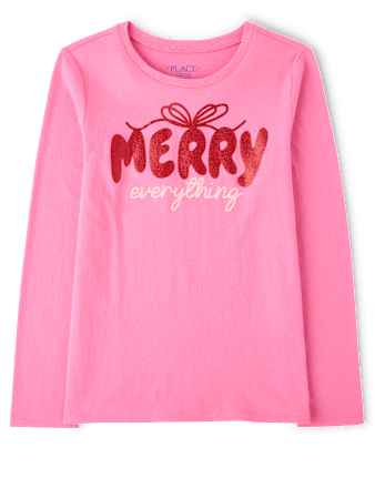 Girls Christmas Merry Everything Graphic Tee - TEABERRY