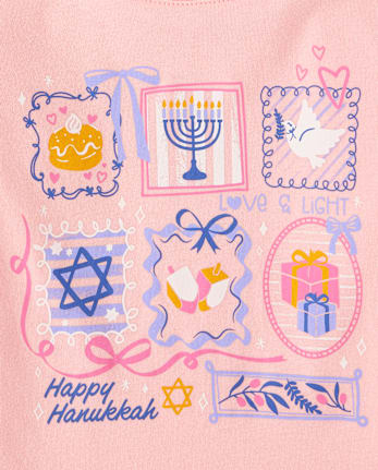 Girls Hanukkah Graphic Tee - PINK SEA SALT