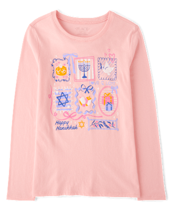 Girls Hanukkah Graphic Tee - PINK SEA SALT