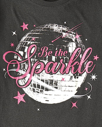 Girls Sparkle Disco Ball Graphic Tee - MOTOROIL