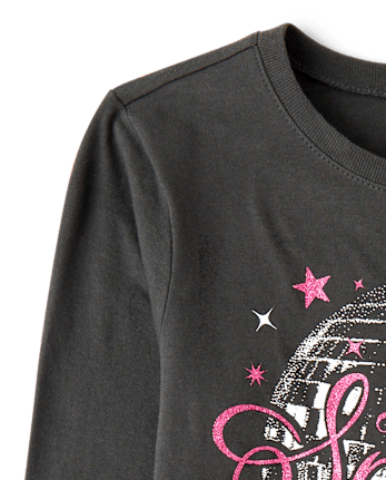 Girls Sparkle Disco Ball Graphic Tee - MOTOROIL