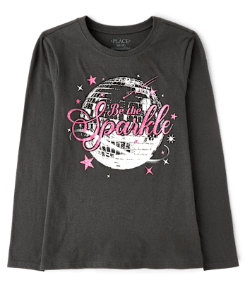 Girls Sparkle Disco Ball Graphic Tee - MOTOROIL