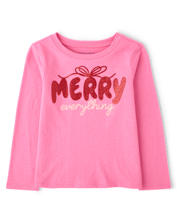 Baby And Toddler Girls Christmas Merry Everything Graphic Tee - TEABERRY