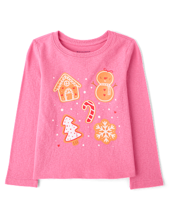 Baby And Toddler Girls Christmas Cookies Graphic Tee - TEABERRY