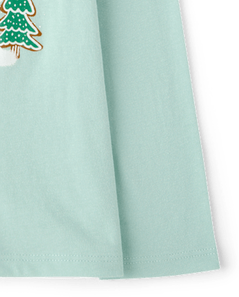 Baby And Toddler Girls Christmas Gingerbread House Graphic Tee - MINT CREAM