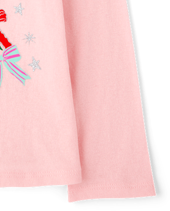 Baby And Toddler Girls Christmas Tree Bows Graphic Tee - PINK SEA SALT