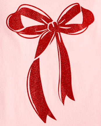 Baby And Toddler Girls Christmas Bow Graphic Tee - PINK SEA SALT