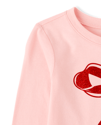 Baby And Toddler Girls Christmas Bow Graphic Tee - PINK SEA SALT