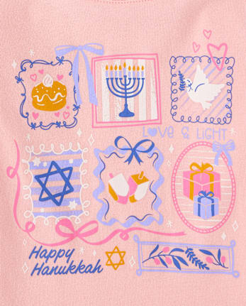 Baby And Toddler Girls Hanukkah Graphic Tee - PINK SEA SALT