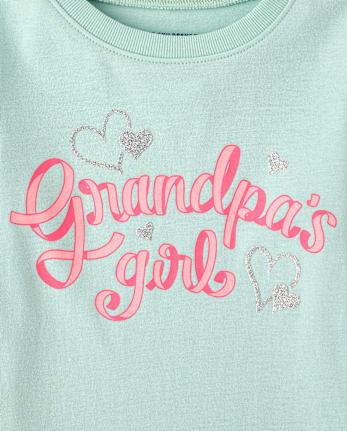 Baby And Toddler Girls Grandpa's Girl Graphic Tee - MINT CREAM
